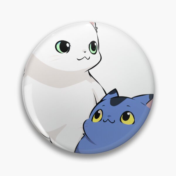 Item preview, Cute Duo of Chubby Blue Cat and White Kitty – Anime Style Cat Friends designed and sold by veinmerch.