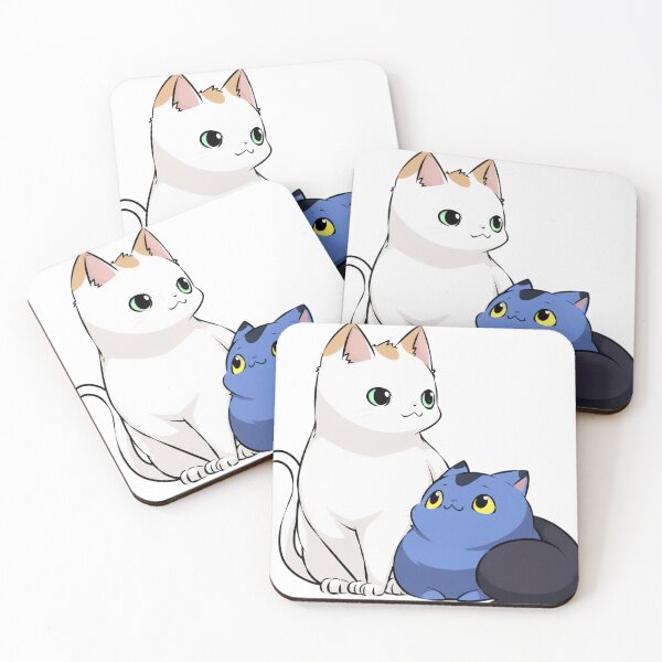 Item preview, Cute Duo of Chubby Blue Cat and White Kitty – Anime Style Cat Friends designed and sold by veinmerch.