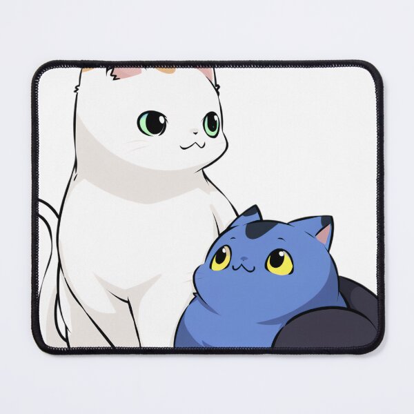 Item preview, Cute Duo of Chubby Blue Cat and White Kitty – Anime Style Cat Friends designed and sold by veinmerch.
