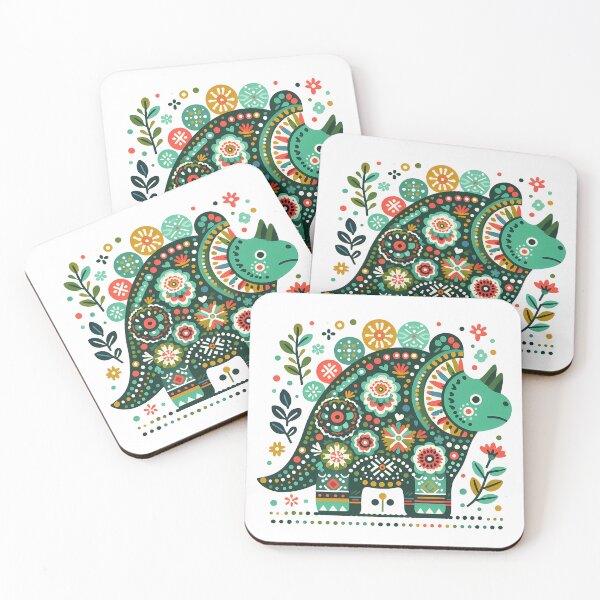 Item preview, Cute Triceratops Covered in Folk Art Patterns - Scandinavian Folk Art by heidiannemorris © designed and sold by FOLK ART FUSION by heidiannemorris.