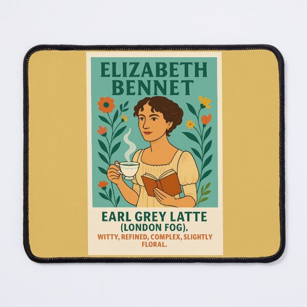 Item preview, Elizabeth Bennet as Earl Grey Latte – Bookish Pride & Prejudice Art designed and sold by GlitchBaby.