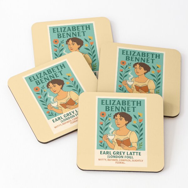 Item preview, Elizabeth Bennet as Earl Grey Latte – Bookish Pride & Prejudice Art designed and sold by GlitchBaby.