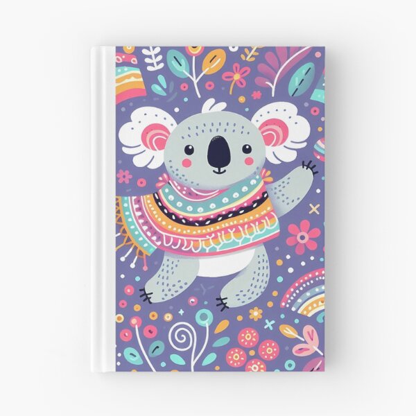 Item preview, Cute Koala Waving Hello with a Colourful Folk Art Shawl - Scandinavian Folk Art by heidiannemorris © designed and sold by FOLK ART FUSION by heidiannemorris.