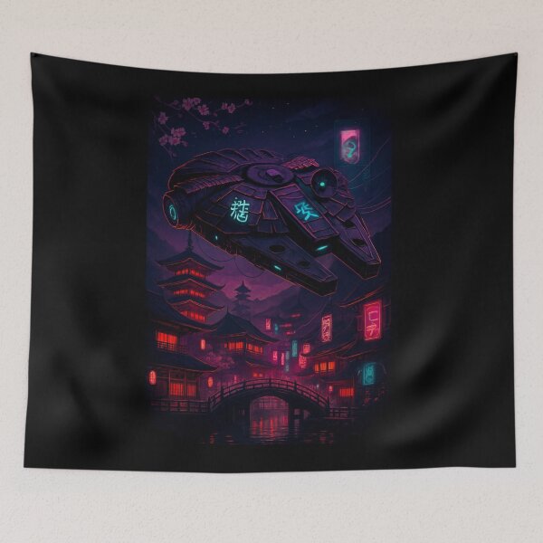 Item preview, Millennium Falcon Edo Drift – Cyberpunk Japan T-Shirt Design designed and sold by MitaBoo.