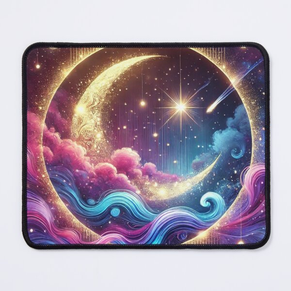 Item preview, celestial-themed artwork featuring a glowing crescent moon designed and sold by OandSDesigns23.