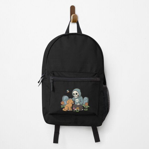 Item preview, Skeleton Petting Dog in Graveyard | Cute Spooky Halloween Pet Art designed and sold by ColorSplash123.
