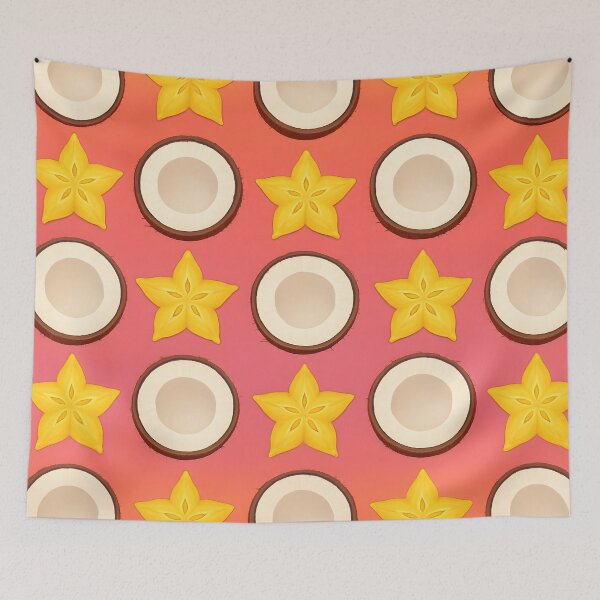 Item preview, Coconut Starfruit Pattern – Yellow Brown Pink designed and sold by SassyArtistry.