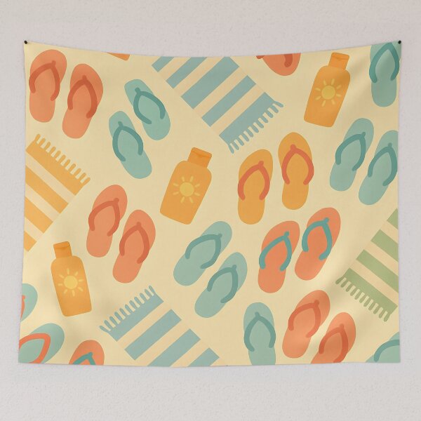 Item preview, Beach Essentials Pattern – Orange Aqua Yellow Sand designed and sold by SassyArtistry.