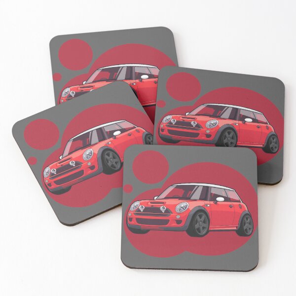 Item preview, R53 Artwork Original -British classic- retro fire red with white roof hot hatch designed and sold by SketchNinja.