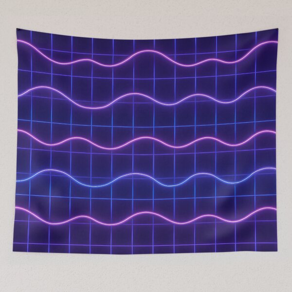 Item preview,  Neon Wave Grid Pattern – Blue Pink Synth Aesthetic designed and sold by SassyArtistry.