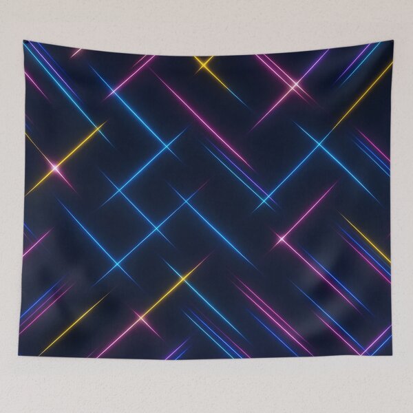 Item preview,  Neon Diagonal Light Grid – Pink Blue Yellow Glow designed and sold by SassyArtistry.