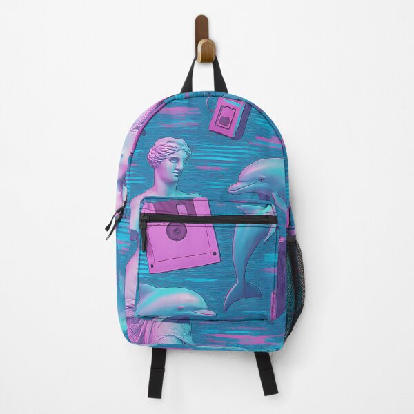 Item preview, Vaporwave Collage Pattern – Pink Blue Statues and Dolphins designed and sold by SassyArtistry.