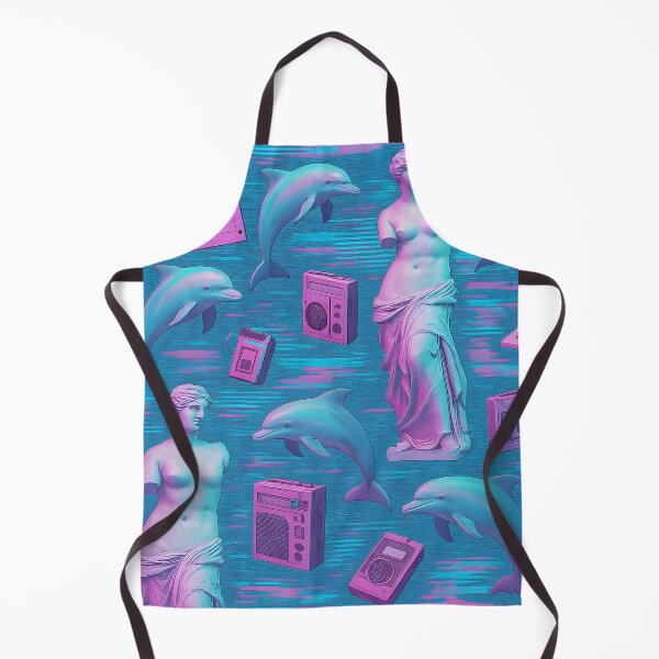 Item preview,  Vaporwave Collage Pattern – Pink Blue Statues and Dolphins designed and sold by SassyArtistry.