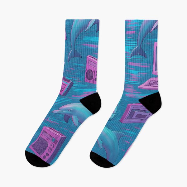 Item preview,  Vaporwave Collage Pattern – Pink Blue Statues and Dolphins designed and sold by SassyArtistry.