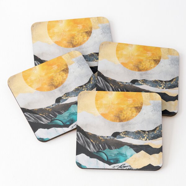 Item preview, Golden sun over mountains in watercolor designed and sold by ArtHouseNiklas.