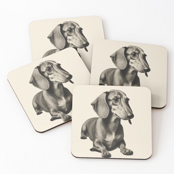 Item preview, "Stylized Dachshund: Elegance in Monochrome" designed and sold by Artisticanvas.