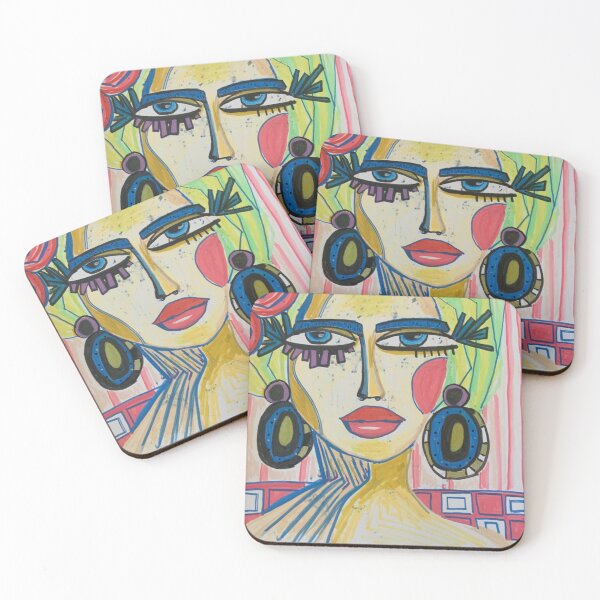 Item preview, Beautiful colorful  abstract girl with roses  designed and sold by Rebeccartist.
