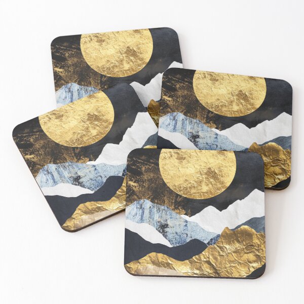 Item preview, Golden sun over mountains at night designed and sold by ArtHouseNiklas.