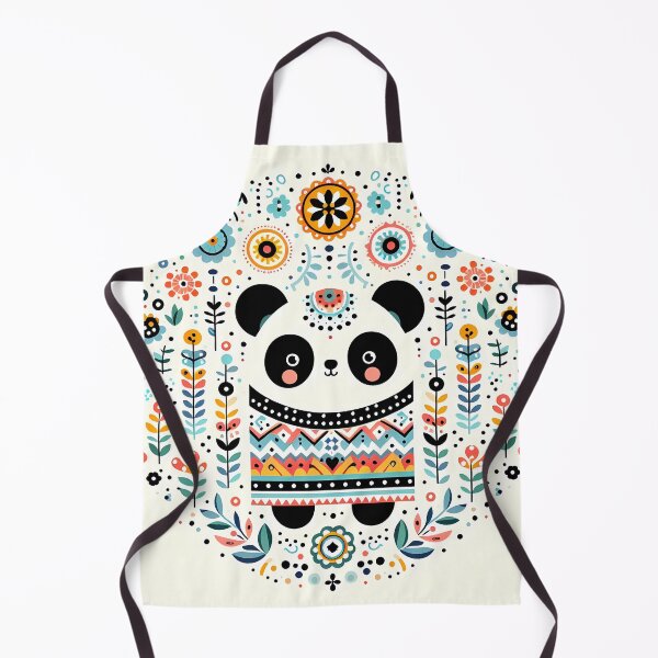Item preview, Adorable Panda Bear Surrounded by Folk Art Botanicals - Scandinavian Folk Art by heidiannemorris © designed and sold by FOLK ART FUSION.