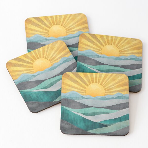 Item preview, Vintage sunrise over emerald green hills designed and sold by ArtHouseNiklas.