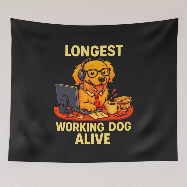 Item preview, Longest Working Dog Alive: Funny Golden Retriever Coworker Art designed and sold by elynne9.