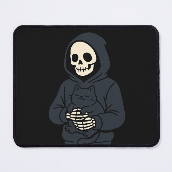 Item preview, Skeleton Holding Cat in Hoodie | Cute & Dark Gothic Skeleton Art designed and sold by ColorSplash123.