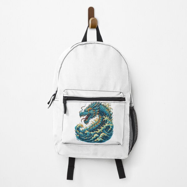 Item preview, Fierce Ocean Dragon Rising from Fiery Waves Fantasy Art designed and sold by ArtfulWeave.
