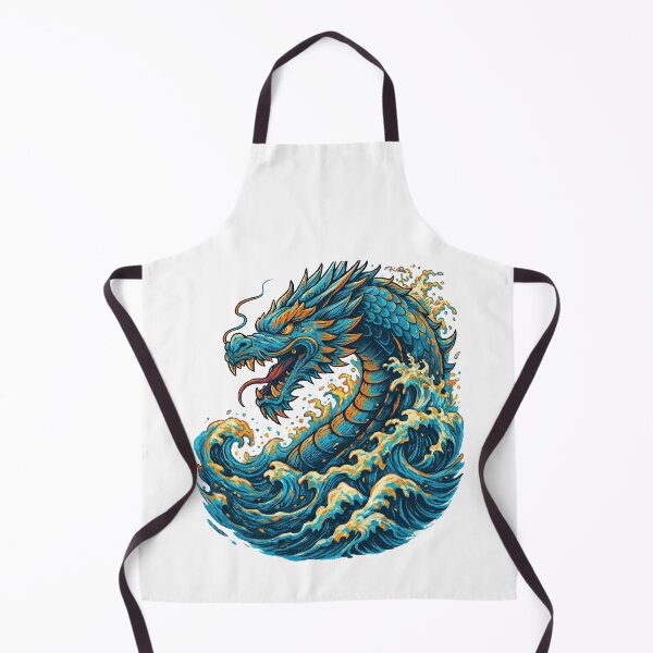 Item preview, Fierce Ocean Dragon Rising from Fiery Waves Fantasy Art designed and sold by ArtfulWeave.