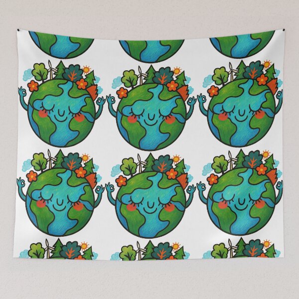 Item preview, Cute Earth Illustration with Eco Friendly Nature Elements designed and sold by ArtfulWeave.