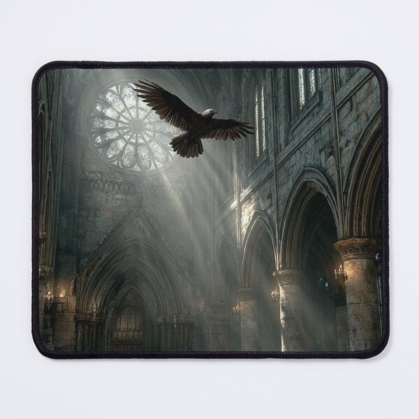 Item preview, raven flying through cathedral designed and sold by artsy artistry.