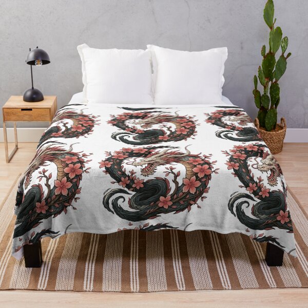 Item preview, Cherry Blossom Dragon Serpent with Floral Flow Art designed and sold by ArtfulWeave.