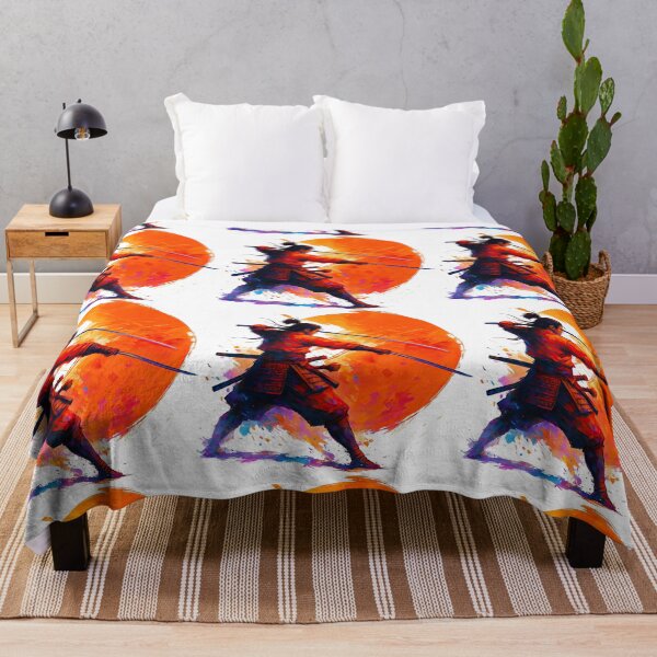 Item preview, Samurai Duel Pose with Abstract Fiery Background designed and sold by ArtfulWeave.