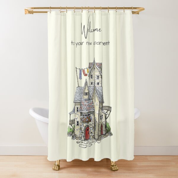 Item preview, Welcome to New Apartment with Drawing of Wonky Multi-Level House designed and sold by JoyfulWhimsy.