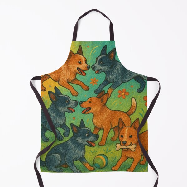 Item preview, Romping cartoon cattle dogs designed and sold by Elbeety.