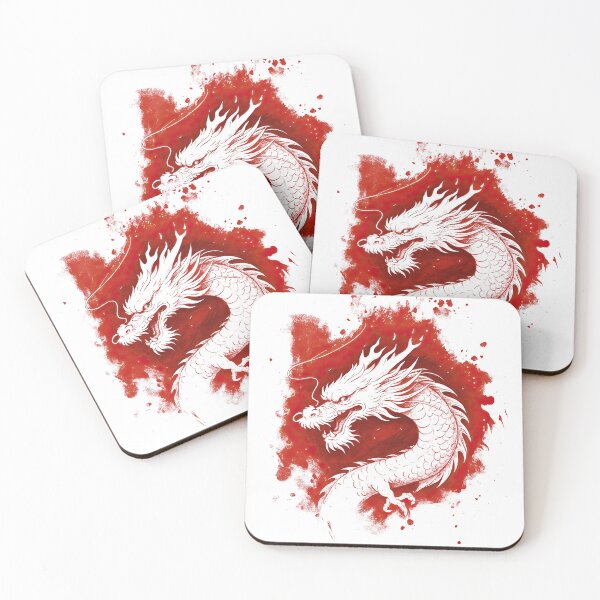 Item preview, Red Splash Chinese Dragon Art with Ink Style designed and sold by ArtfulWeave.
