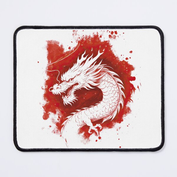 Item preview, Red Splash Chinese Dragon Art with Ink Style designed and sold by ArtfulWeave.
