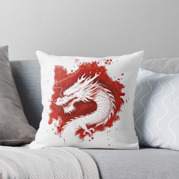 Item preview, Red Splash Chinese Dragon Art with Ink Style designed and sold by ArtfulWeave.