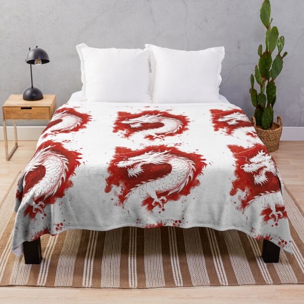 Item preview, Red Splash Chinese Dragon Art with Ink Style designed and sold by ArtfulWeave.