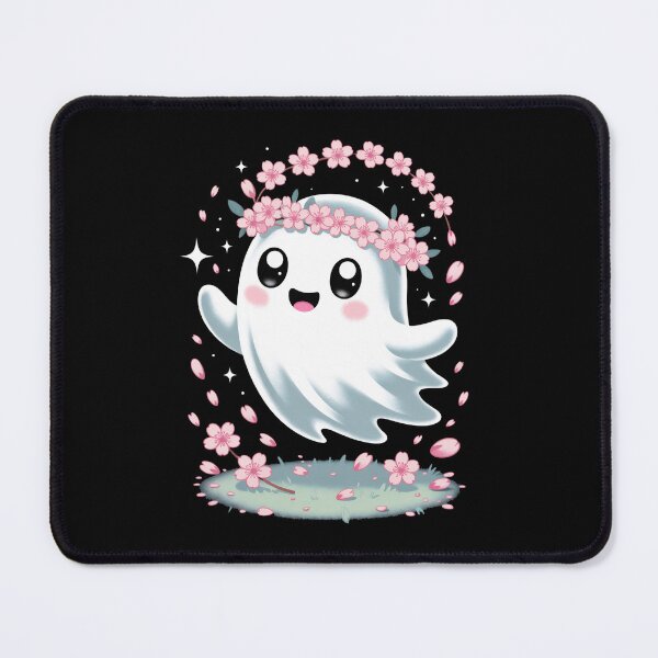 Item preview, cheerful ghost with a cherry blossom crown designed and sold by jkrphoto.