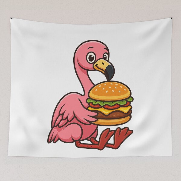 Item preview, Flamingo Eating Hamburger designed and sold by k3rstman1.