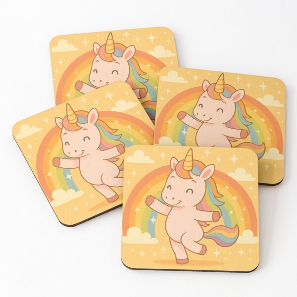 Item preview, Baby unicorn dancing in front of a rainbow designed and sold by leilazarus.