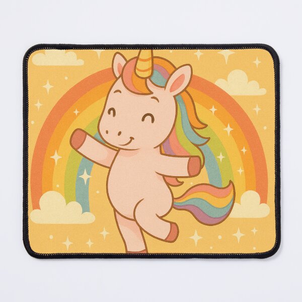 Item preview, Baby unicorn dancing in front of a rainbow designed and sold by leilazarus.