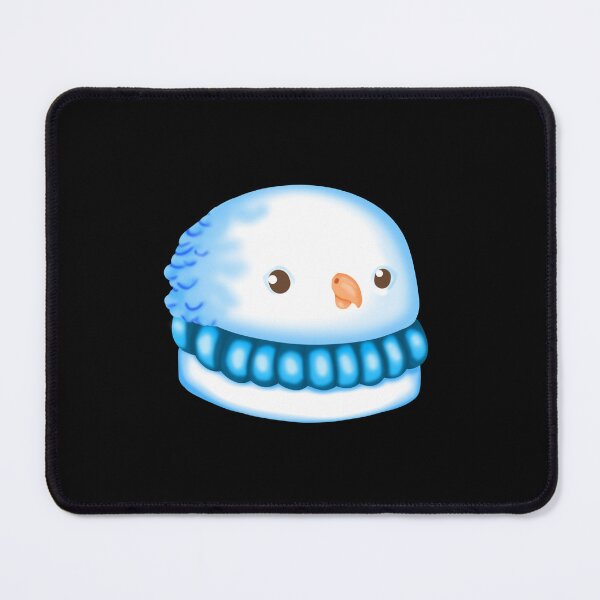 Item preview, a small macaron cake in the shape of a cute blue monk parakeet parrot with pastel blue cream designed and sold by katecheerycake.