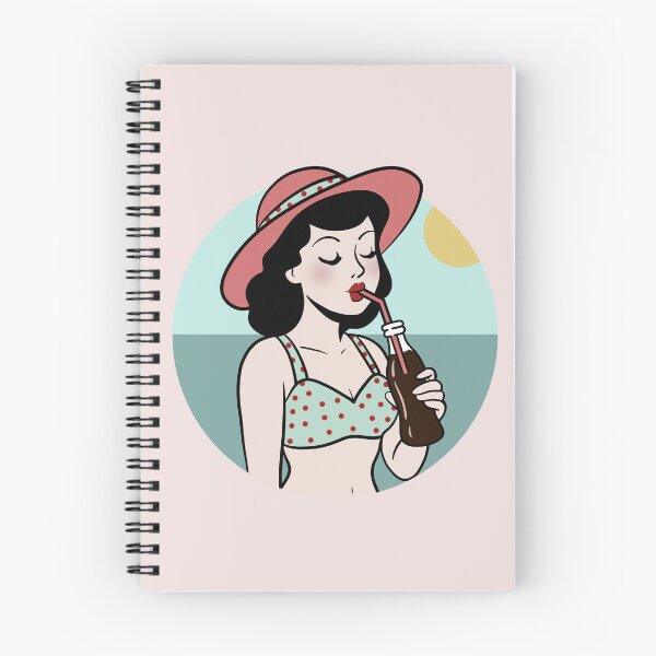 Item preview, Vintage Summer Woman Drinking Soda designed and sold by ellealsopaints.