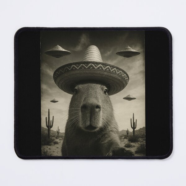 Artikelvorschau, Capybara mit Sombrero und UFOs – Vintage-Begegnung mit Außerirdischen in der Wüste entworfen und verkauft von RizVibes.