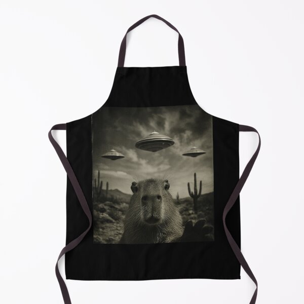 Item preview, Capybara and UFO Standoff – Vintage Alien Desert Scene designed and sold by RizVibes.