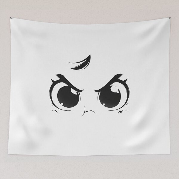 Item preview, Angry Kawaii Face – Minimal Cute Expression Line Art designed and sold by Windy-market.