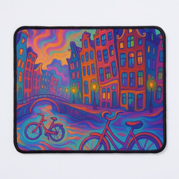 Item preview, Trippy Psychedelic Amsterdam Poster | Groovy Netherlands Wall Art | Vibrant Amsterdam Cityscape Print | Retro 70s Amsterdam Art | Colorful Dutch Travel Decor designed and sold by PaintedPixels01.
