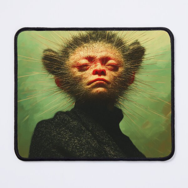 Item preview, Surrealist portrait – human-animal hybrid with glowing spines designed and sold by GM-Creativeone.