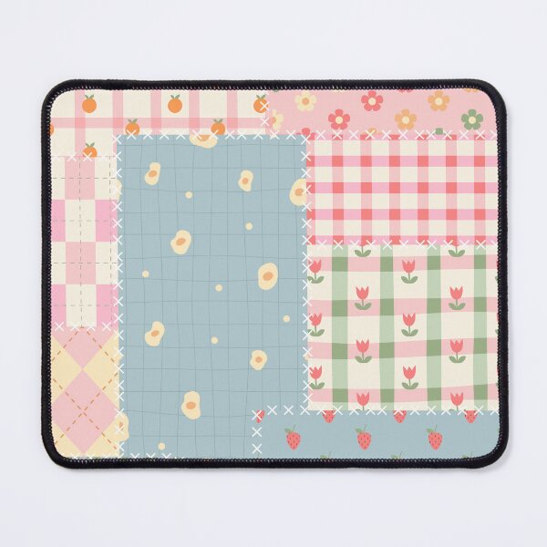 Item preview, Colorful Cozy Patchwork Quilt Plaid, Fruit & Floral Patterns with Stitch Details  designed and sold by WonderweissStudio.